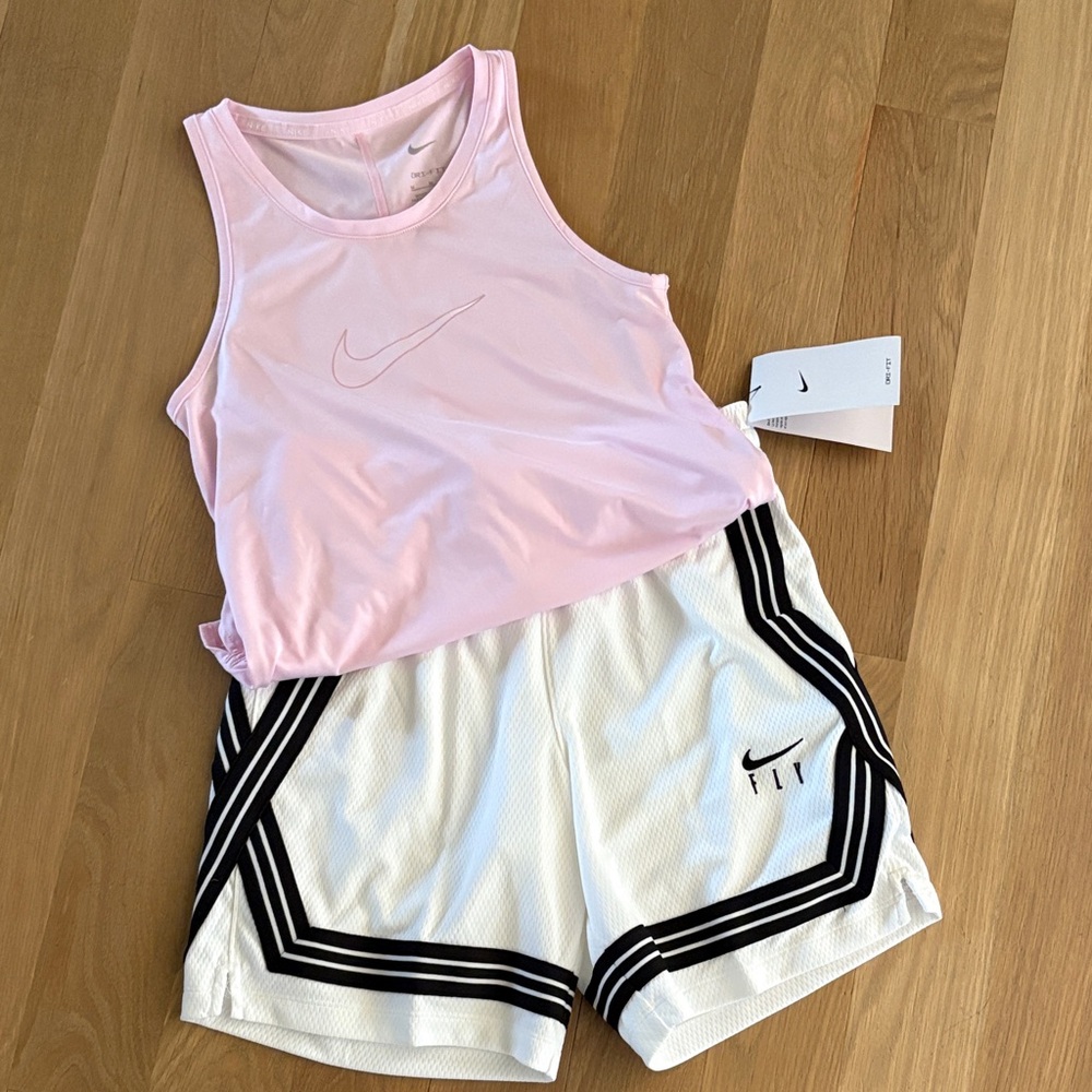 Nike Light Pink Tank and White Shorts Set